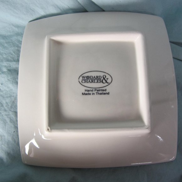 FOUR cake plates square woodard & charles pink (w1816) - Picture 11 of 11